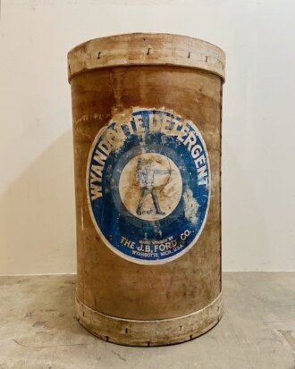 Vintage Wood Drum Storage【B5073】