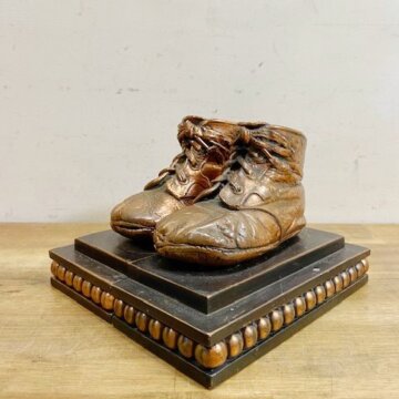 Vintage Bronze Baby Shoe Book Ends【B4887】