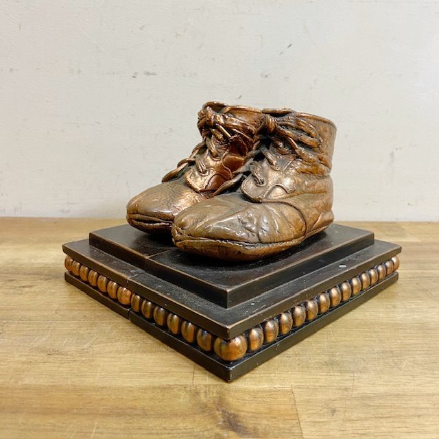 Vintage Bronze Baby Shoe Book Ends【B4887】 - 画像 (2)