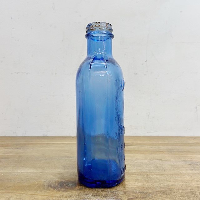 Vintage Blue Glass Bottle【B5291】 - 画像 (5)