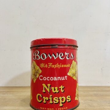 Vintage Bowers Nut Crisps Can【B6986】